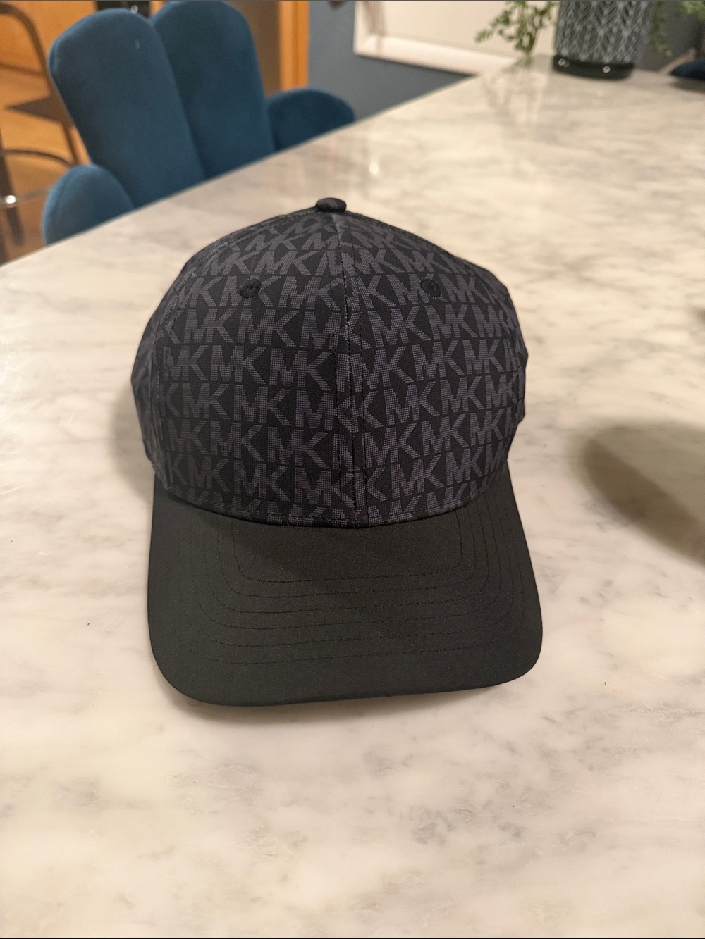Michael Kors Black Tonal MK Monogram Logo Baseball Cap Hat Adjustable